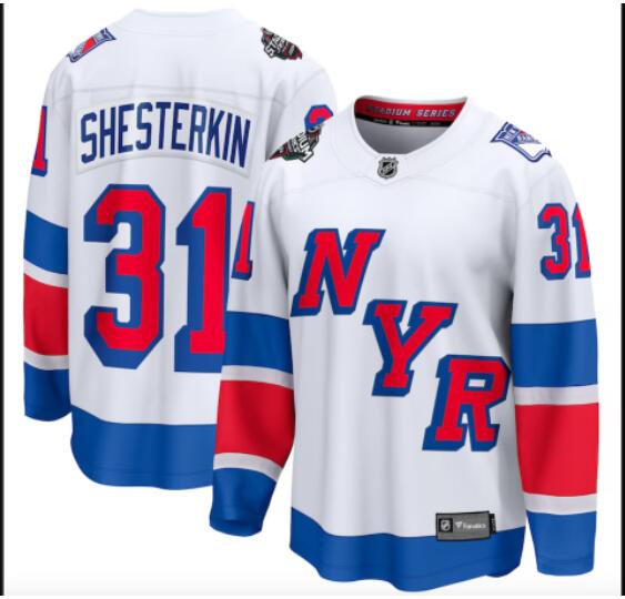 Men New York Rangers 31 Shesterkin white 2024 Hockey Stadium Series White Jersey